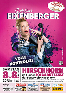 Banner Kabarettabend mit Christine Eixenberger und ihrem neuen Programm "Volle Kontrolle!"