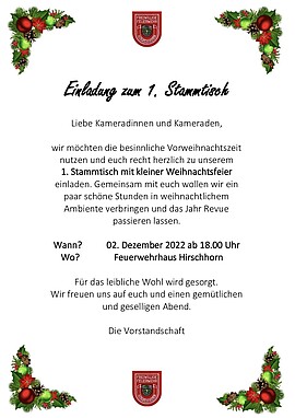 Banner 1. Stammtisch mit Weihnachtsfeier